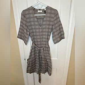 New NWT Billy Reid Plaid V-Neck Dress with Belt size xs